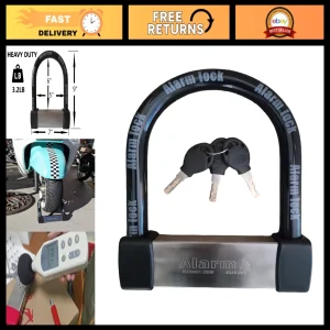 Heavy Duty Anti-Theft U Lock for E-Bikes, Scooters & Motorcycles - 16mm Steel, 3